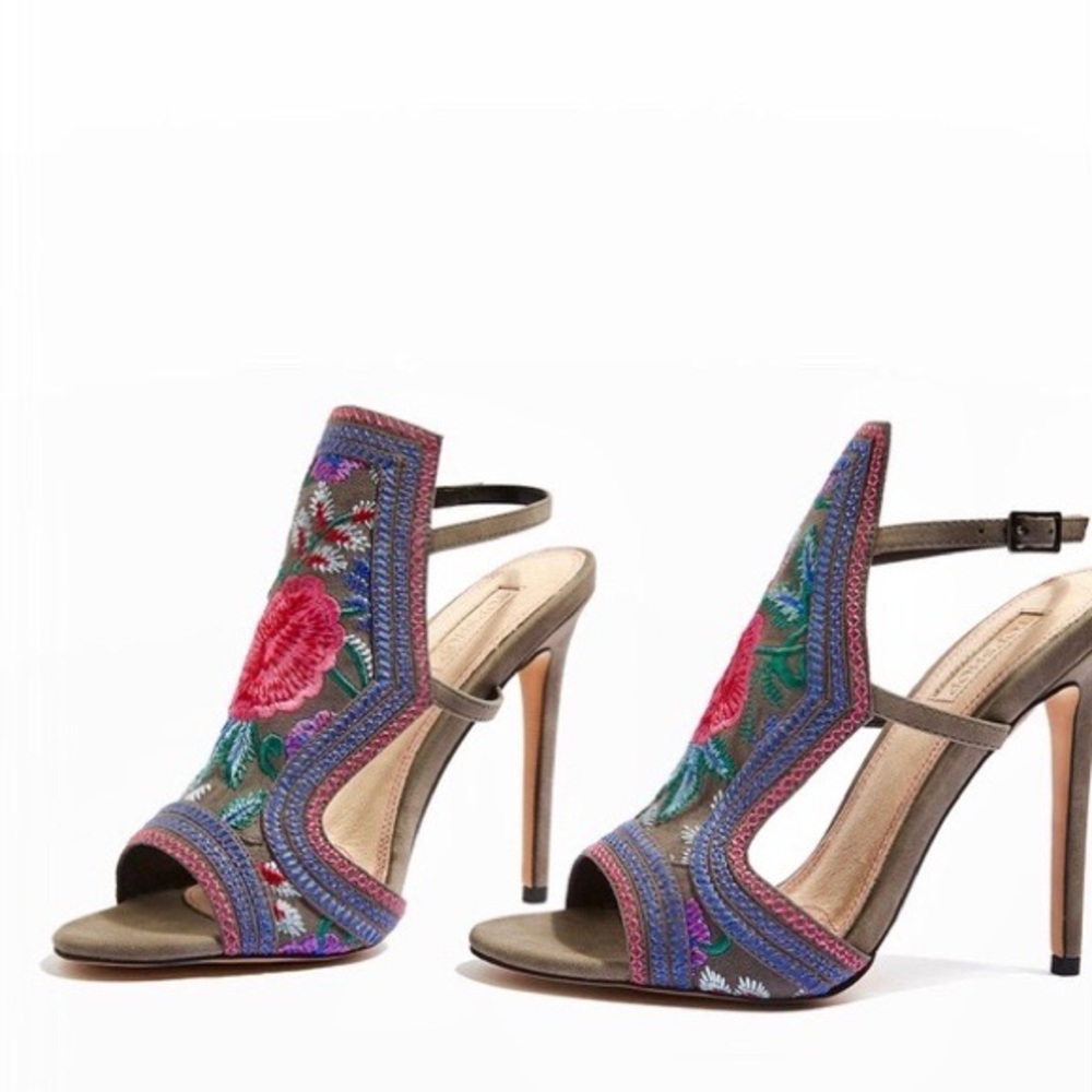 Topshop Raquel Embroidered Sandal Heels